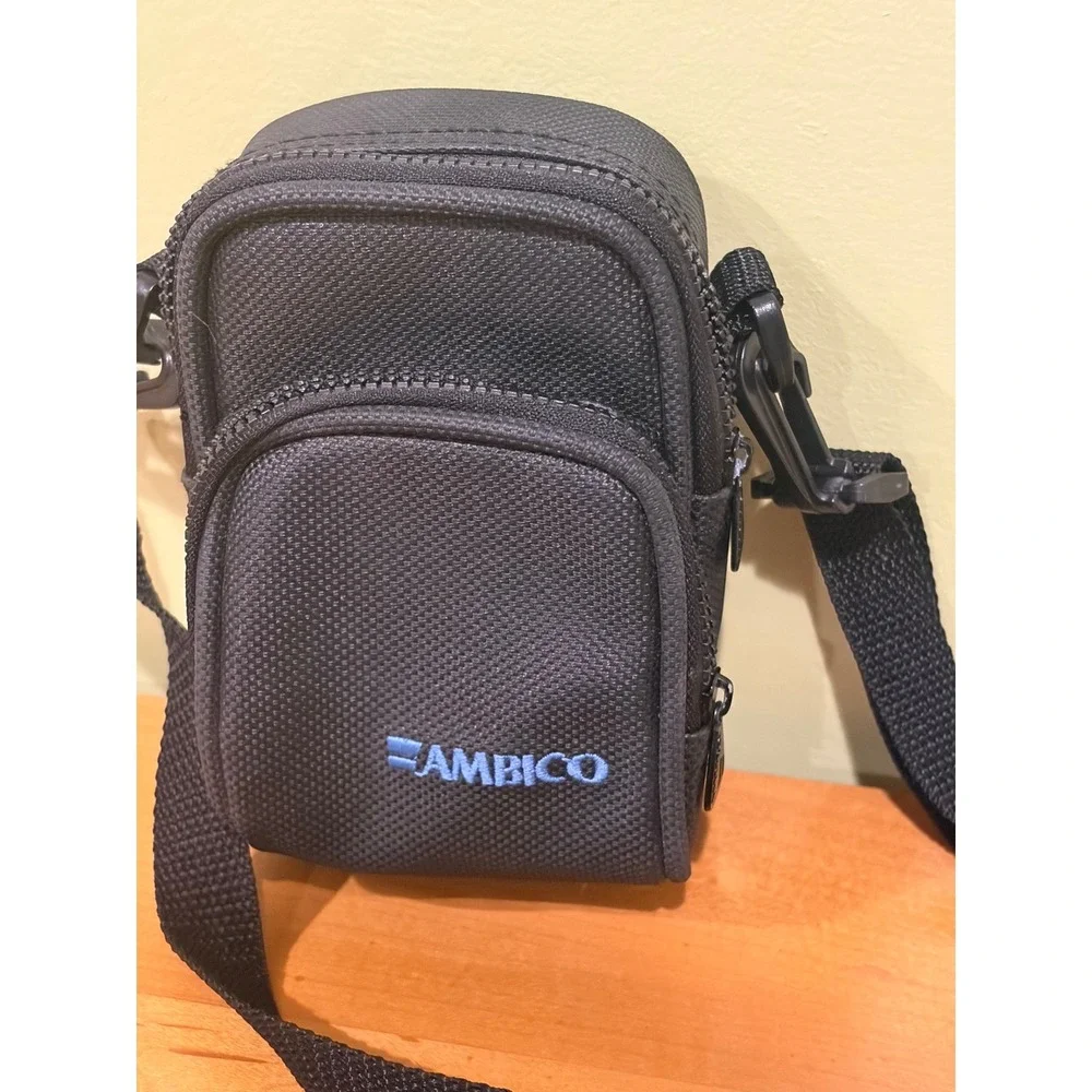 Ambico Black Nylon Padded Camera Bag Small Crossbody Case with Belt Loop